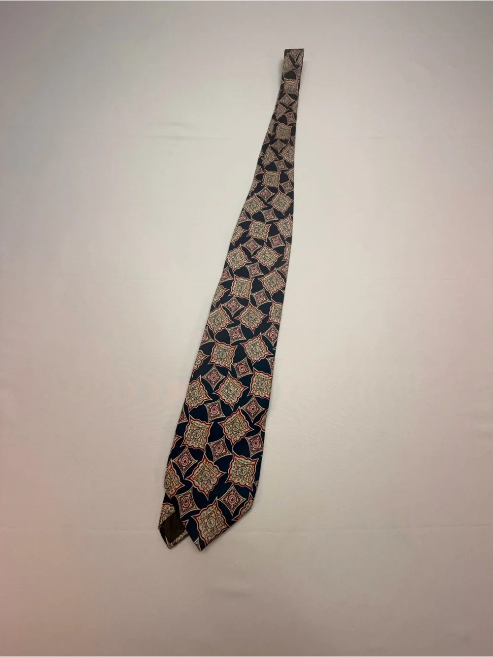 Vintage Pierre Balmain Paris Tie 100% Italian Silk Geometric Medallion 3.5”